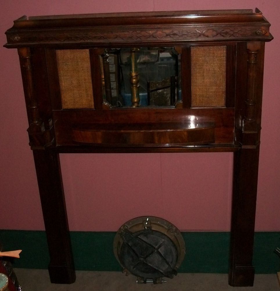 Antique Mahogany Fireplace Mantel & Surround Vintage late