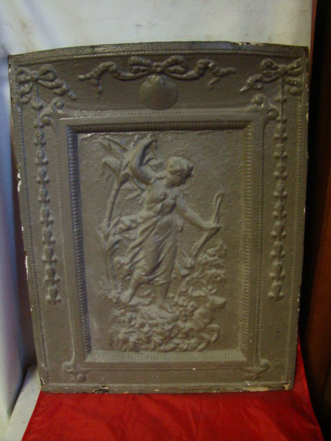 ANTIQUE LATE 1800 S CAST IRON FIREPLACE COVER VERY ORNATE
