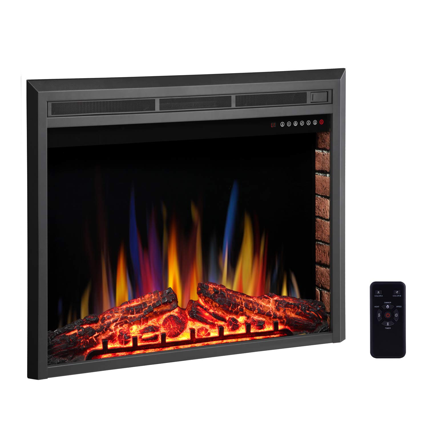 2 Sided Electric Fireplace New Rwflame 28" Electric Fireplace Insert Freestanding & Recessed Electric Stove Heater touch Screen Remote Control 750w 1500w with Timer & Colorful Flame