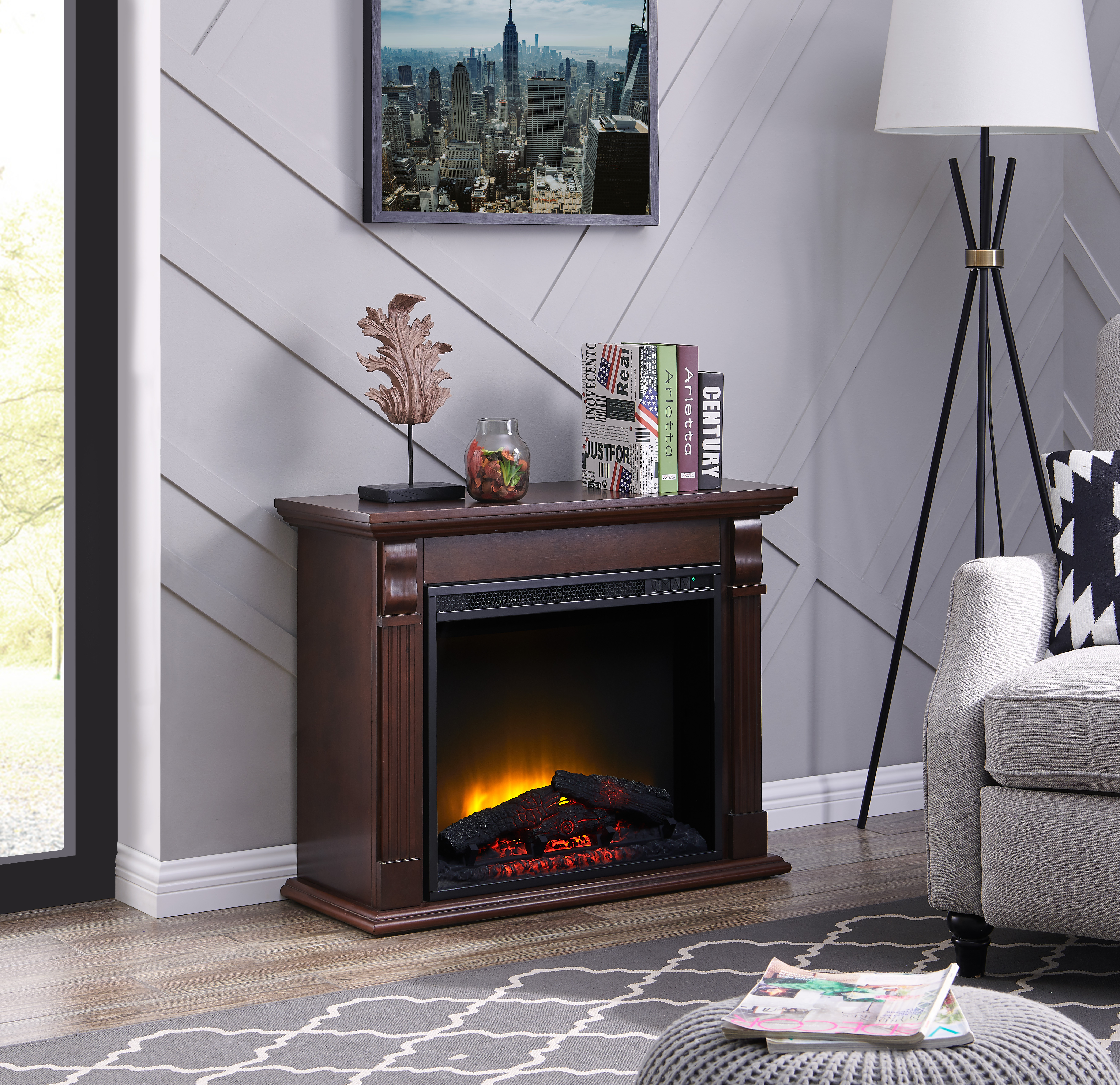23 Electric Fireplace Insert Elegant Bold Flame 33 46 Inch Electric Fireplace In Chestnut