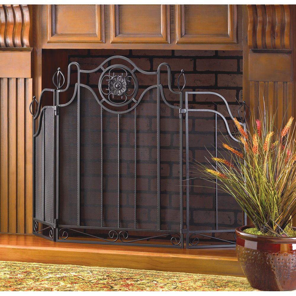 3 Panel Fireplace Screens Elegant Details About Tuscan Design Fireplace Screen Black Folding