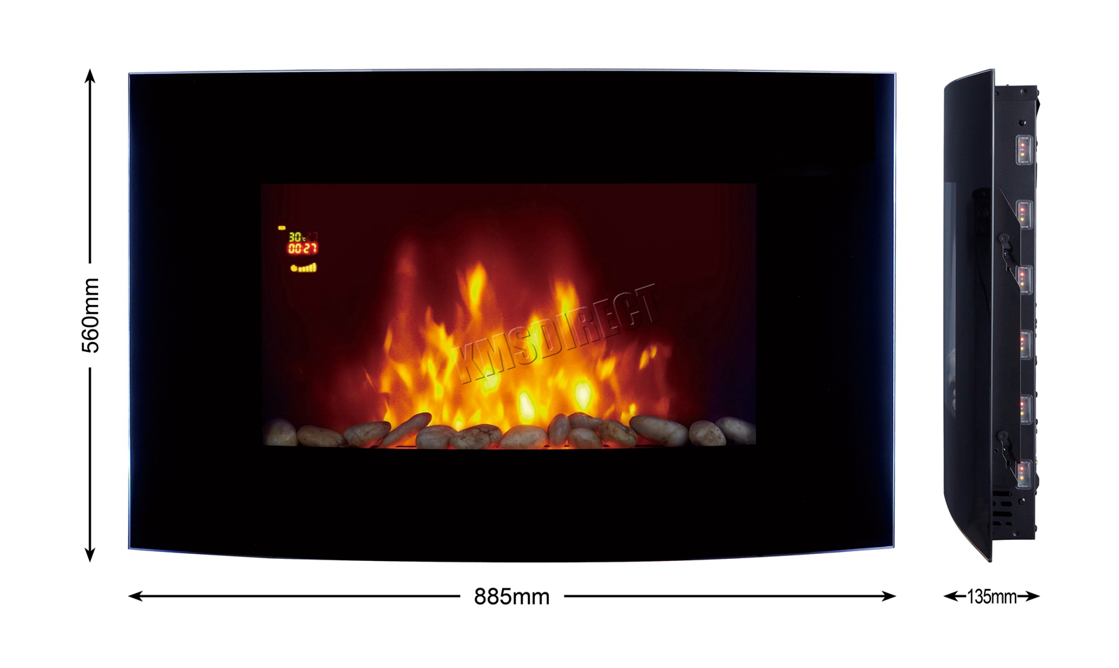 30 Inch Electric Fireplace Best Of Details About Wall Mounted Electric Fireplace Glass Heater Fire Remote Control Led Backlit New
