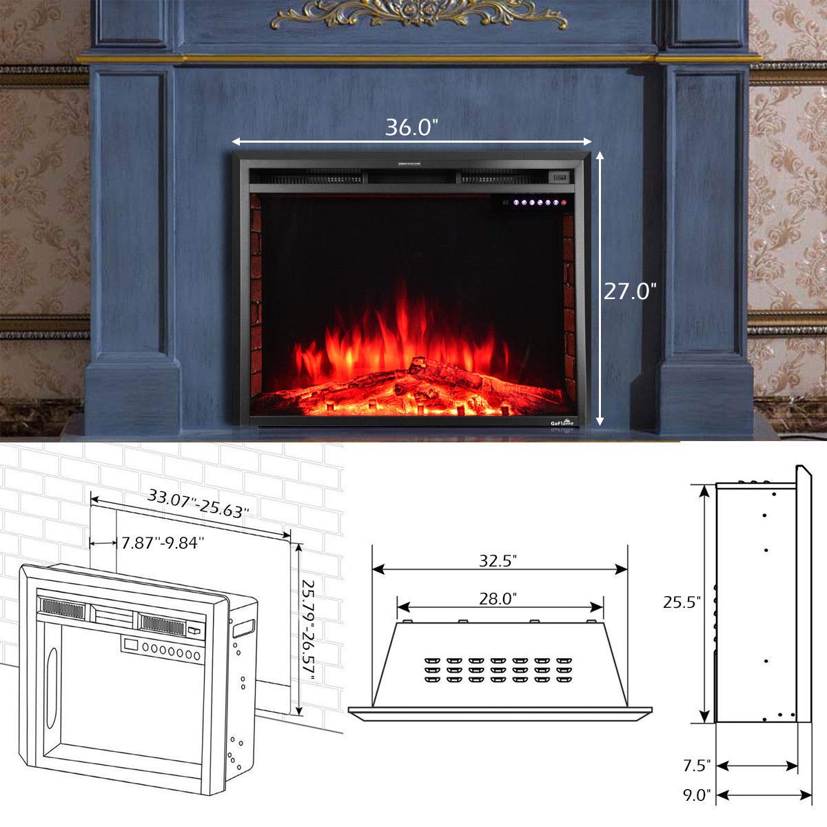 33 Electric Fireplace Insert Lovely Tangkula Electric Fireplace Insert 36"smokeless Modern