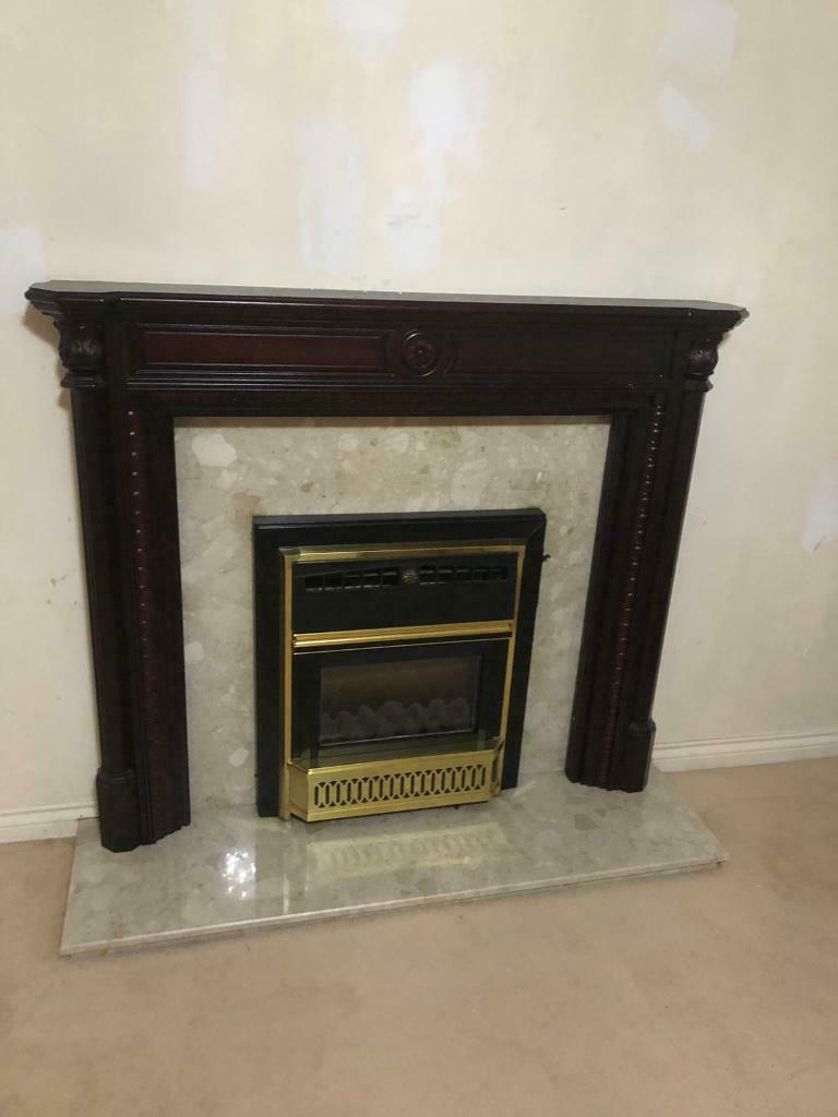 36 Gas Fireplace Insert Luxury Reduced Gas Fireplace with Marble Hearth Surround and Wood Mantle In Cumbernauld Glasgow