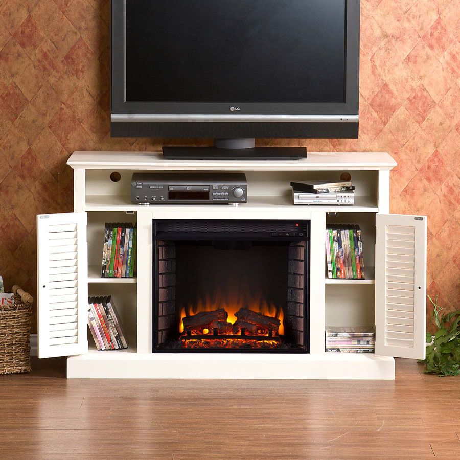 4 Piece Entertainment Center with Fireplace Beautiful Antique White Electric Fireplaces