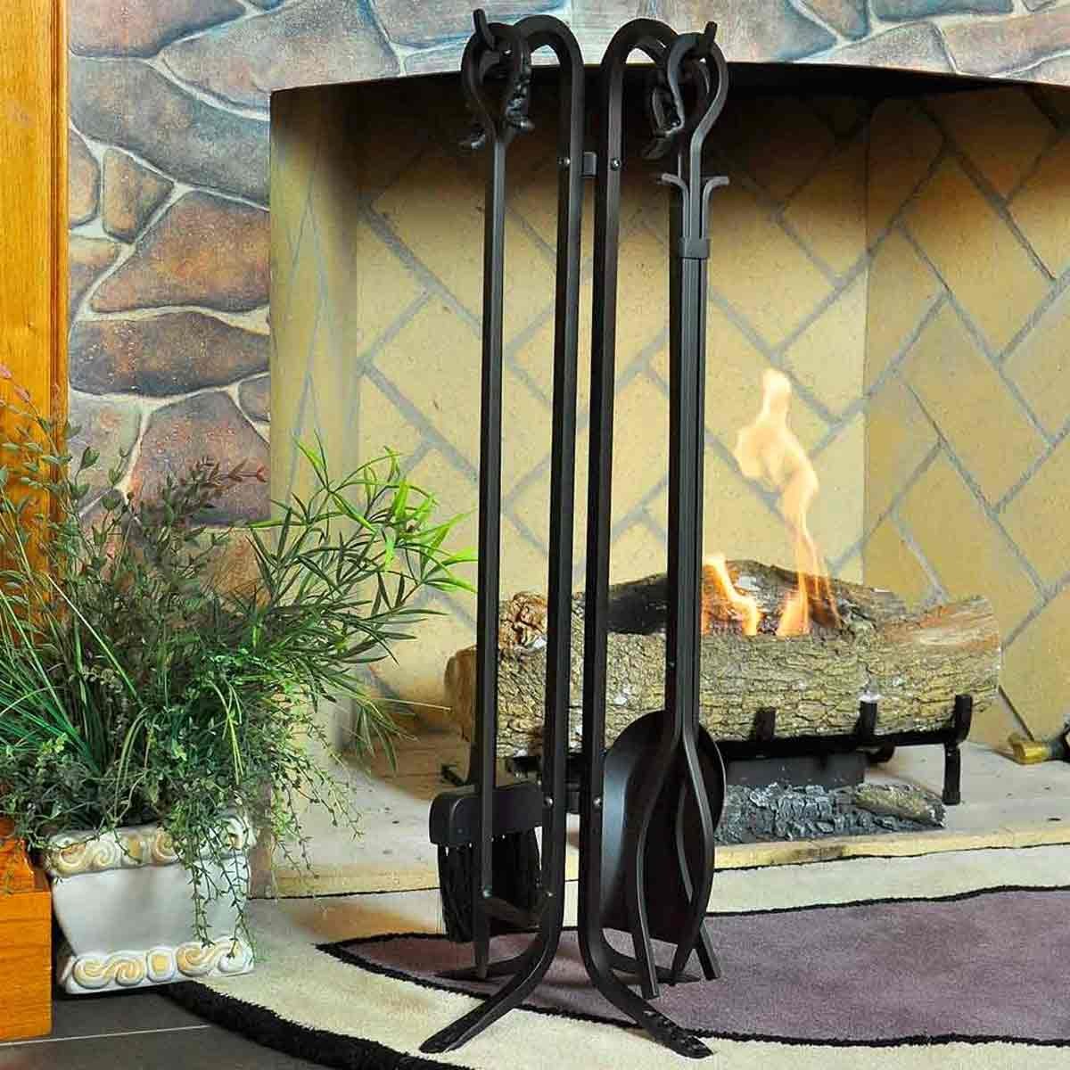 Wood Stove Tools Tool Sets Fireplace Tool Set nle5pi 00 pilgrim 5 piece forged hearth fireplace toolset matte black