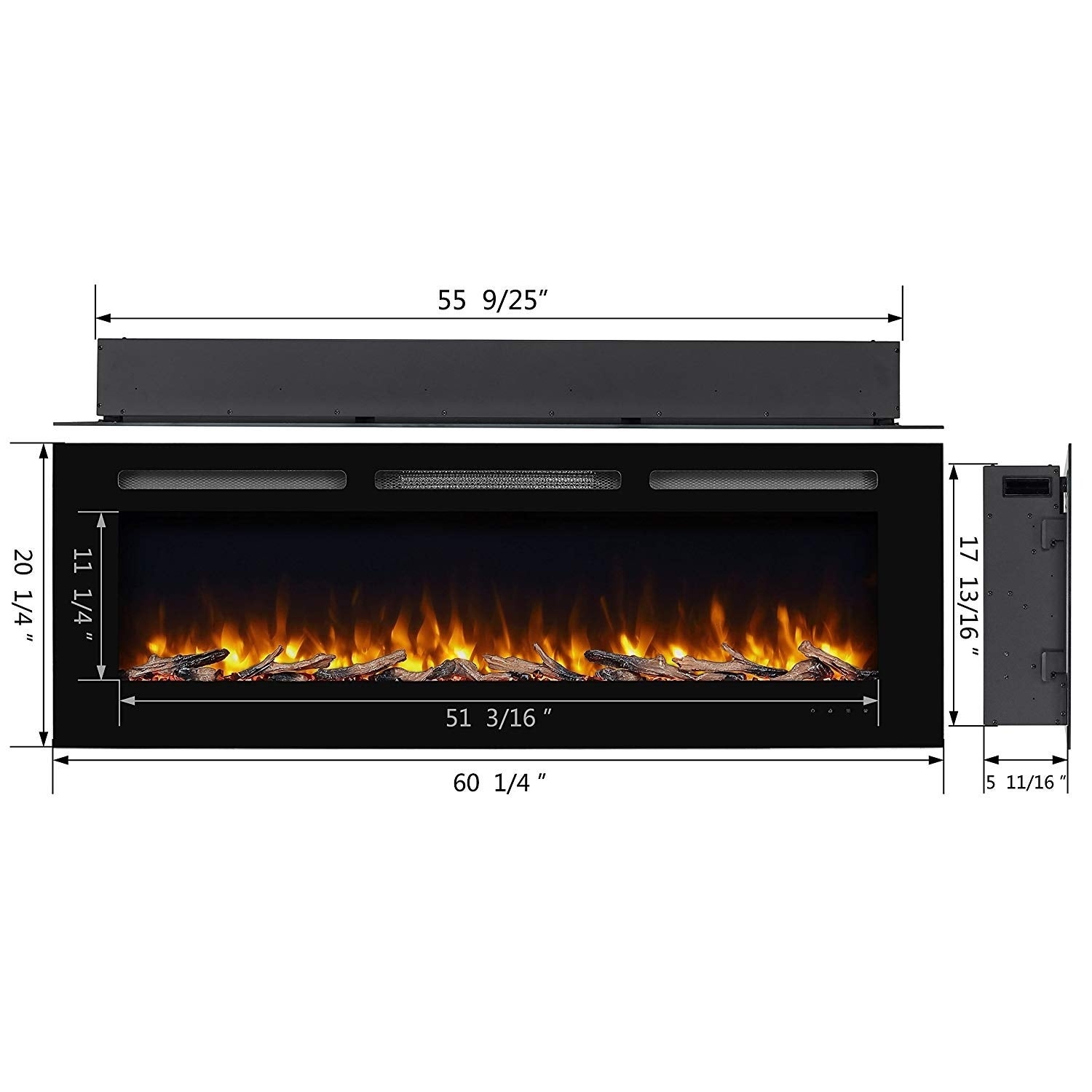 60 Inch Electric Fireplace Insert Elegant 60" Alice In Wall Recessed Electric Fireplace 1500w Black