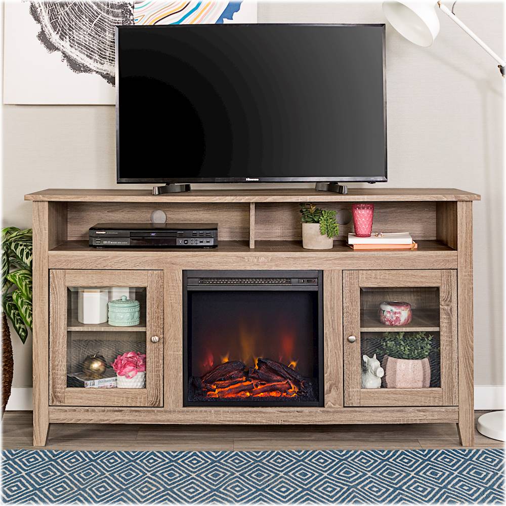 60 Inch Tall Electric Fireplace Luxury Walker Edison Freestanding Fireplace Cabinet Tv Stand for Most Flat Panel Tvs Up to 65" Driftwood