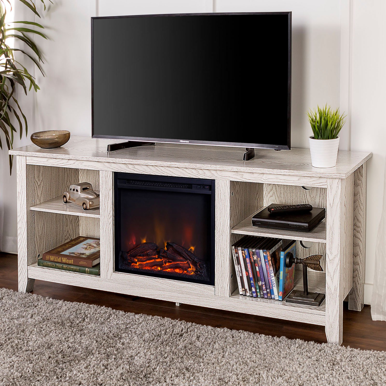 65 In Tv Stand with Fireplace Inspirational Walker Edison Fireplace Tv Stand White Wash In 2019