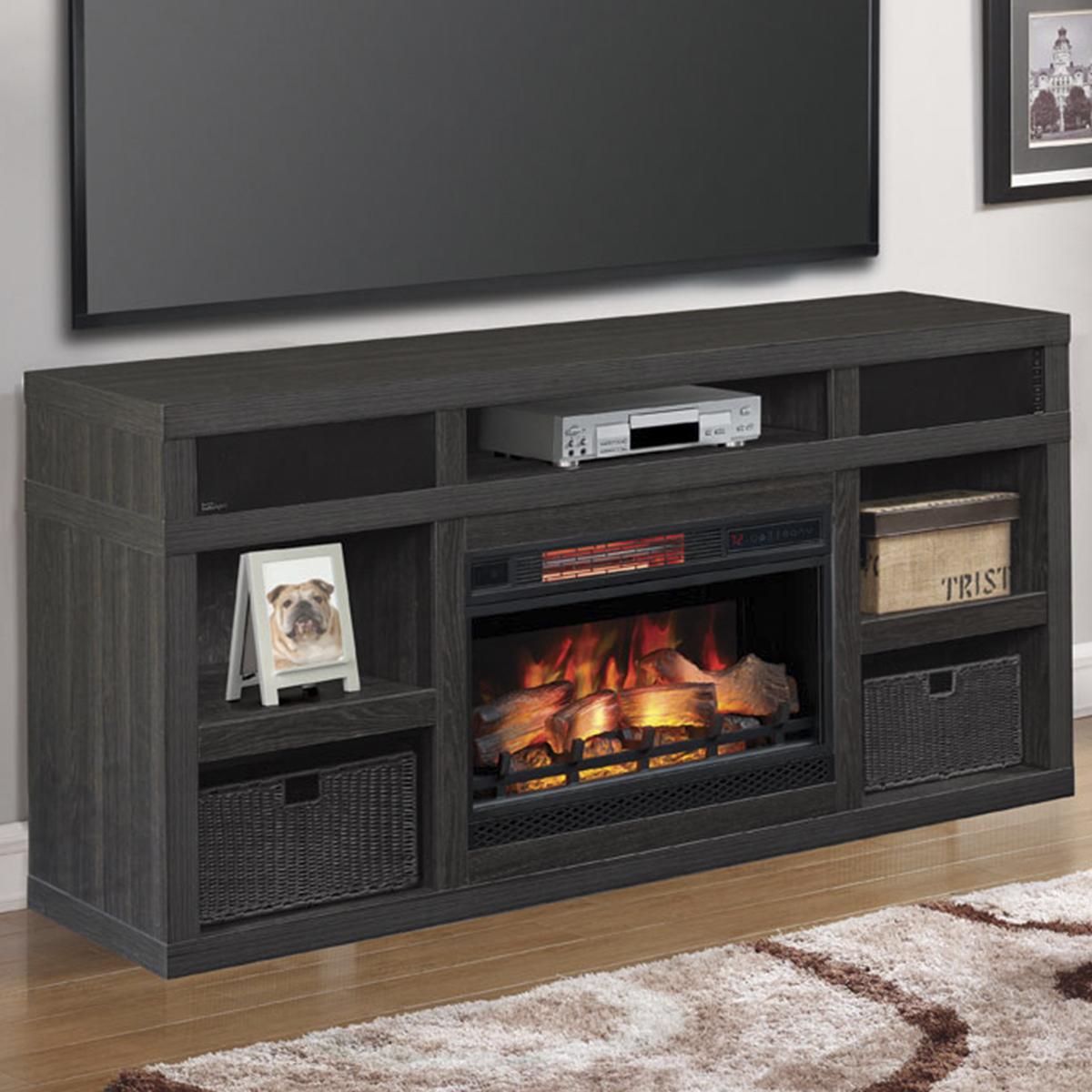 70 Inch Fireplace Elegant Fabio Flames Greatlin 64" Tv Stand In Black Walnut