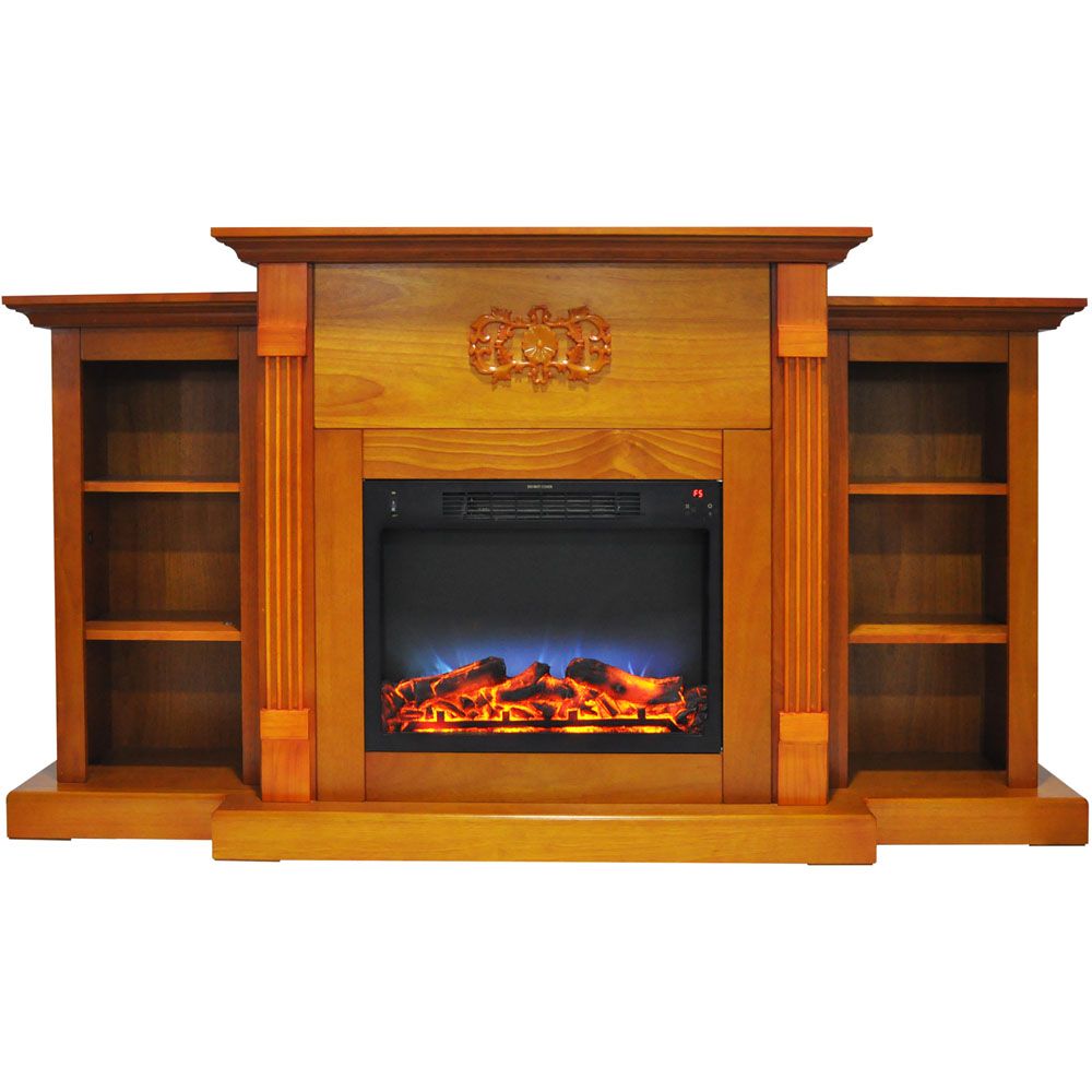Cambridge Sanoma 72 In Electric Fireplace in Teak with 639d79c89c9e15e10bfd6480f73e15f1