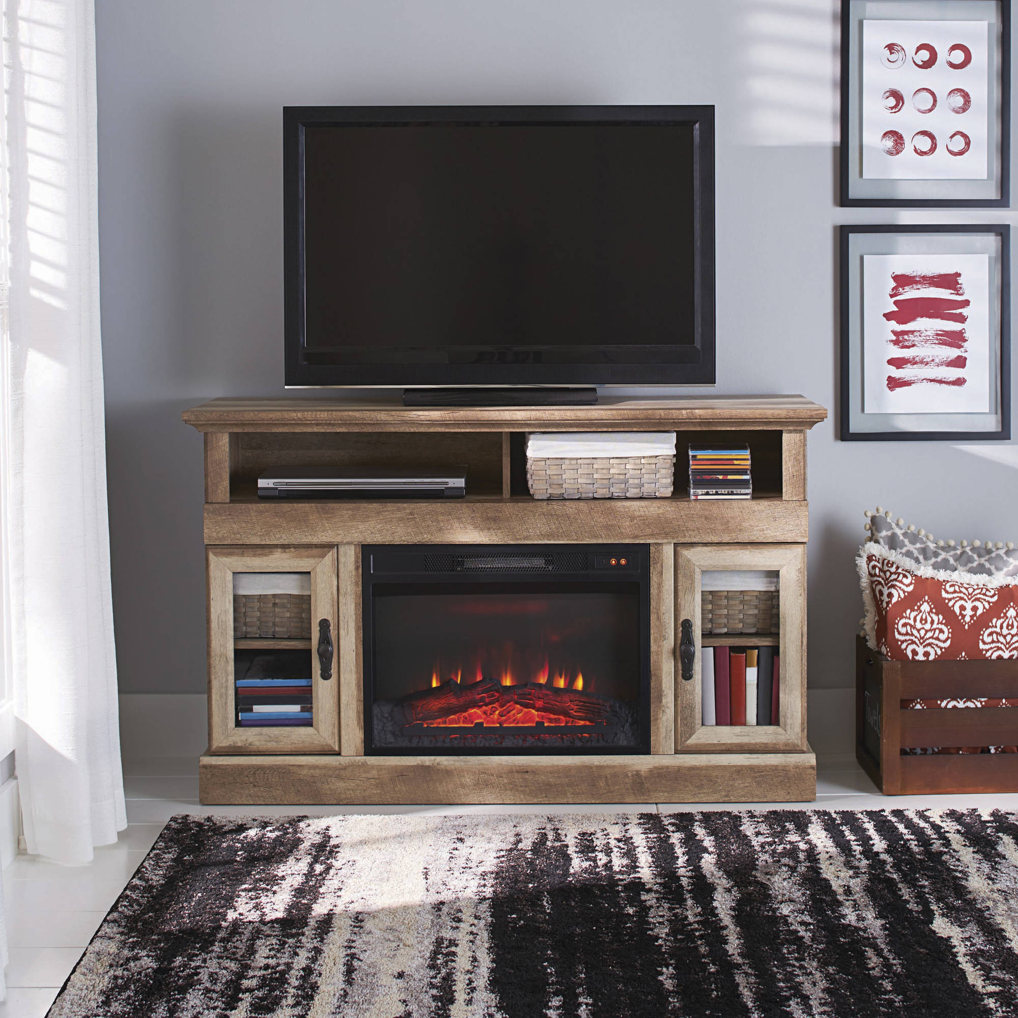 72 Inch Tv Stand with Fireplace Unique Whalen Media Fireplace Console for Tvs Up to 60" Brown ash