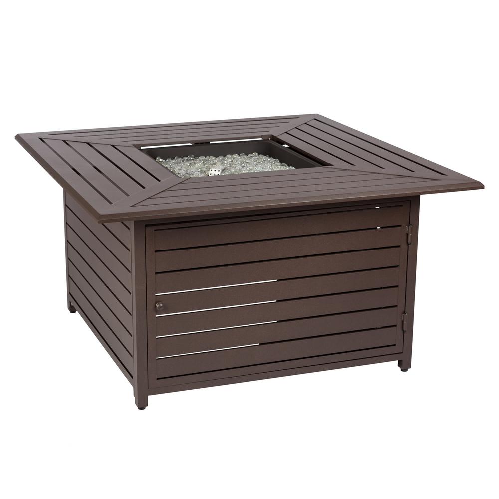 Danang 45 in Square Aluminum LPG Fire Pit Table with Cover mocha fire sense fire pits 64 1000