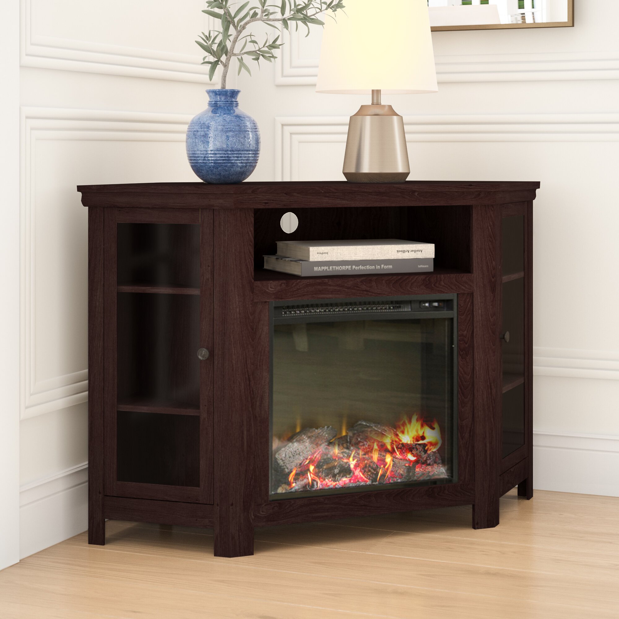 Alcott Hill Electric Fireplace Beautiful Media Fireplace with Remote