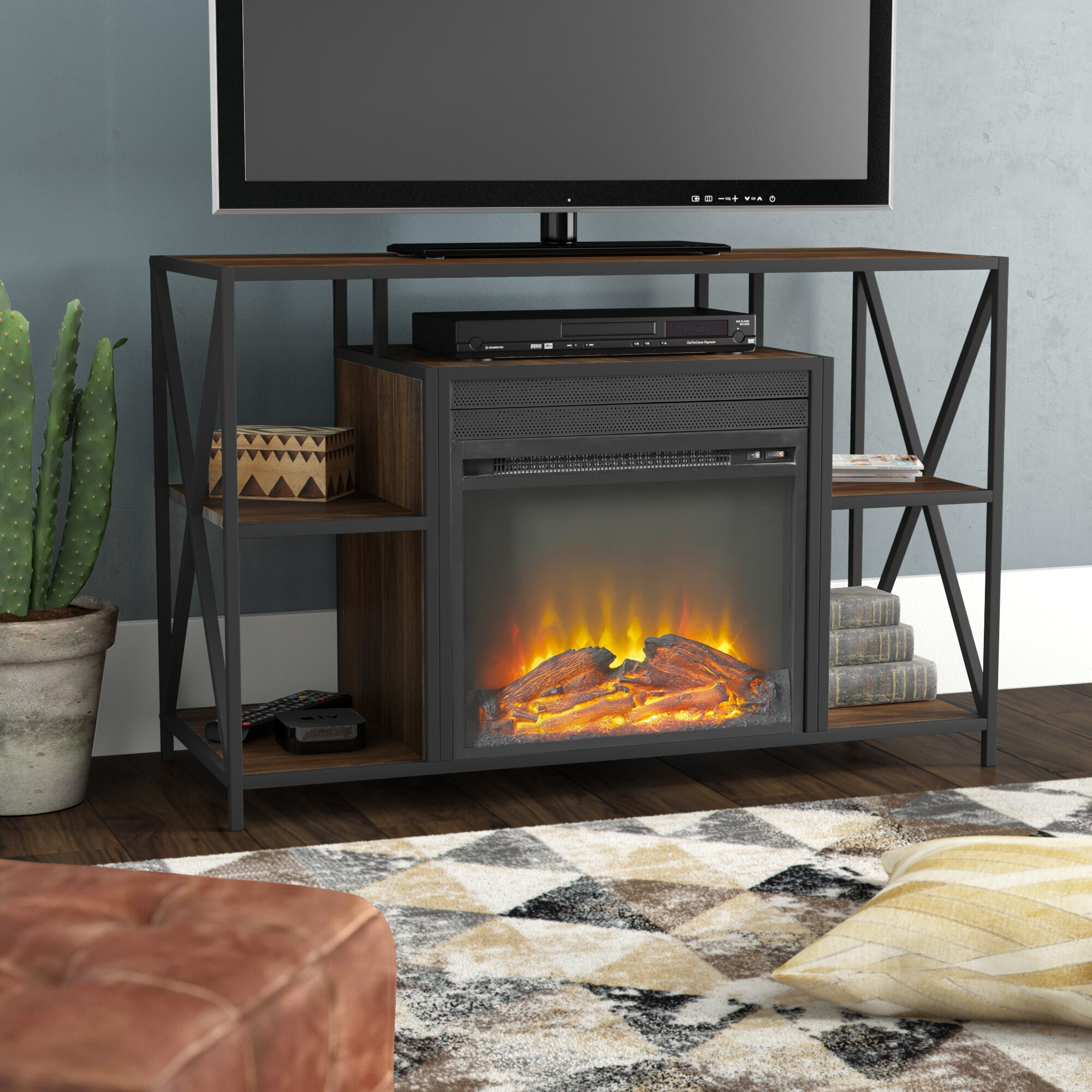 Alcott Hill Electric Fireplace Fresh Media Fireplace with Remote