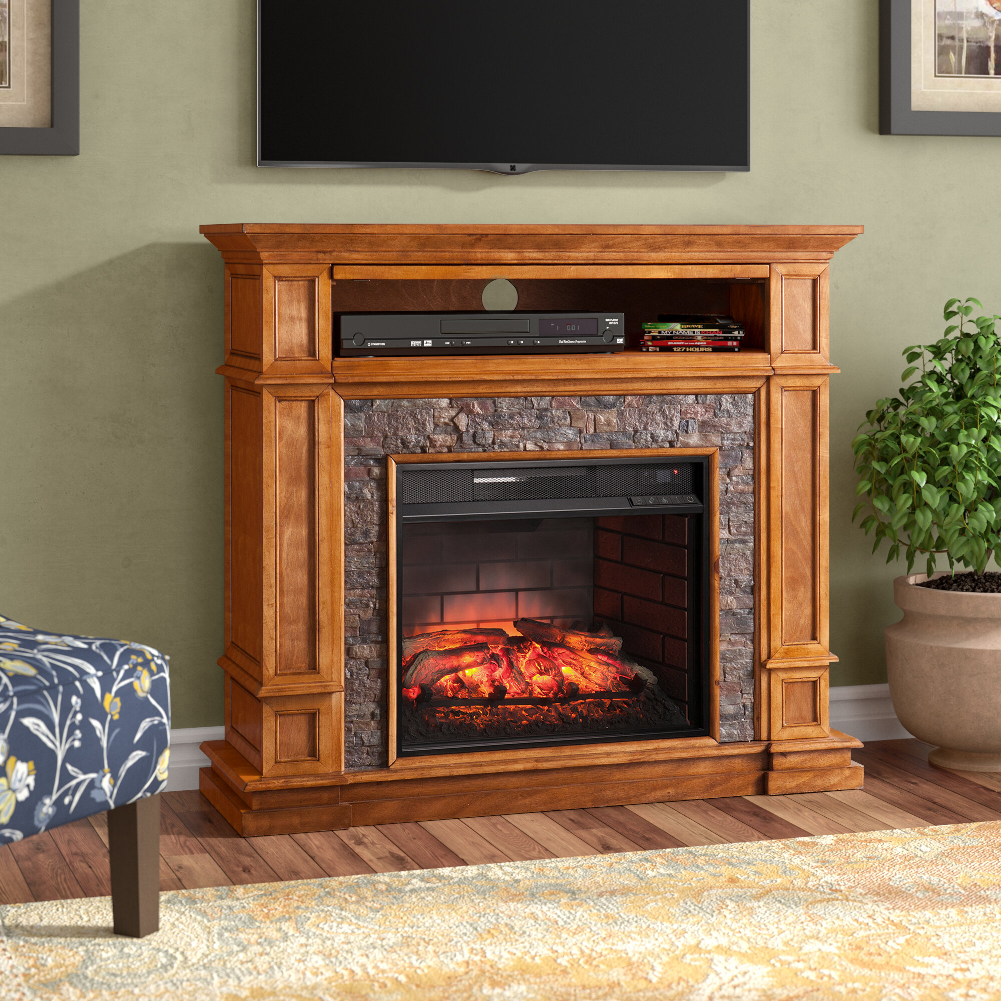 Alcott Hill Electric Fireplace Lovely Media Fireplace with Remote