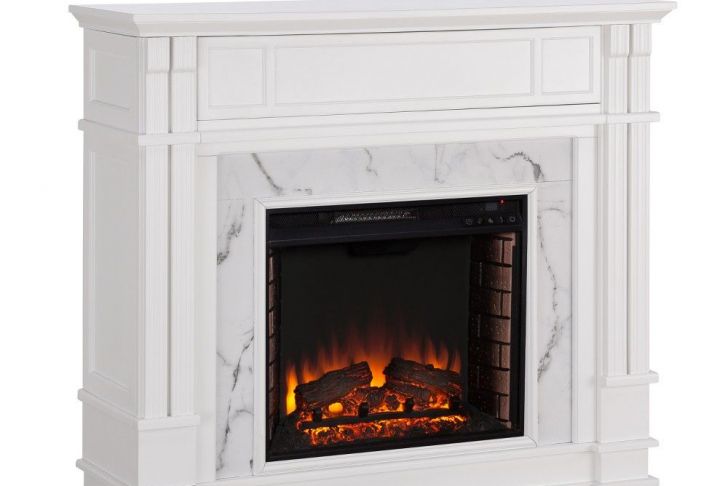 Alvar Simulated Electric Fireplace Best Of Highpoint Faux Cararra Marble Electric Media Fireplace White