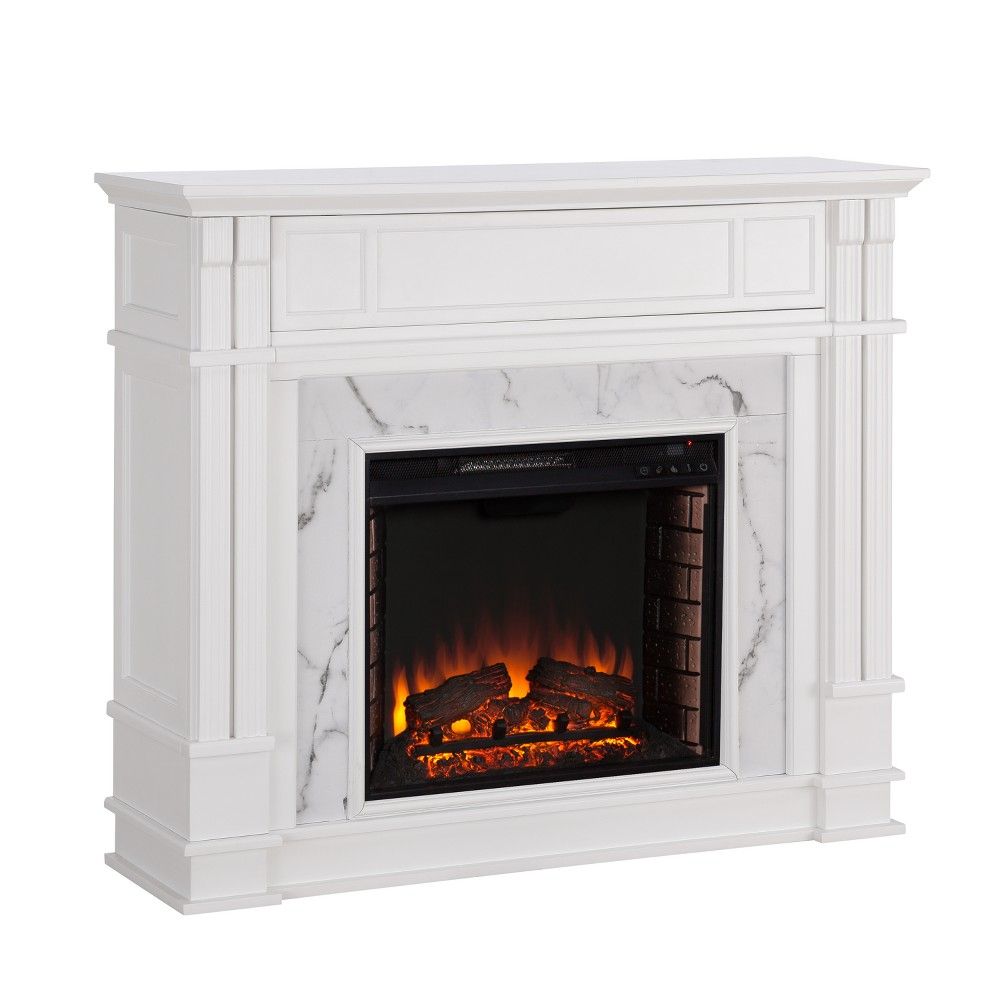 Alvar Simulated Electric Fireplace Best Of Highpoint Faux Cararra Marble Electric Media Fireplace White