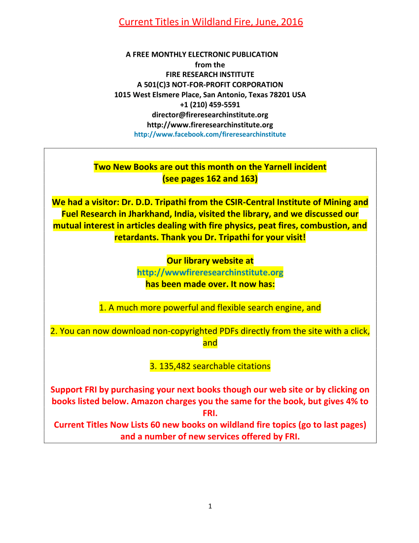 PDF Current Titles in Wildland Fire June 2016 largepreview