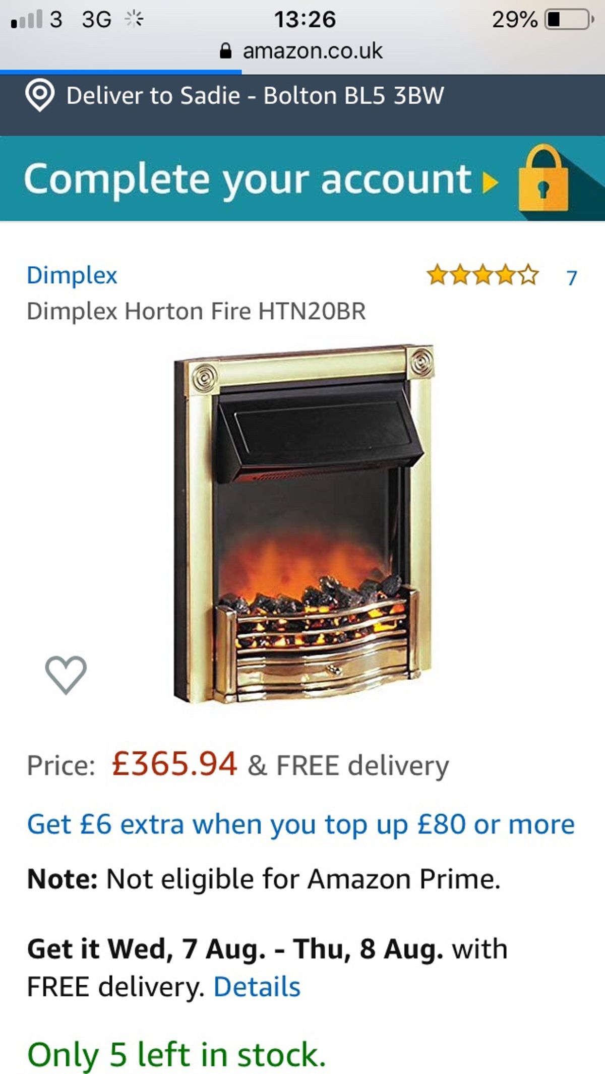 Electric fire dimplex hearth and surround in BL5 5d442d7d efb4fc322