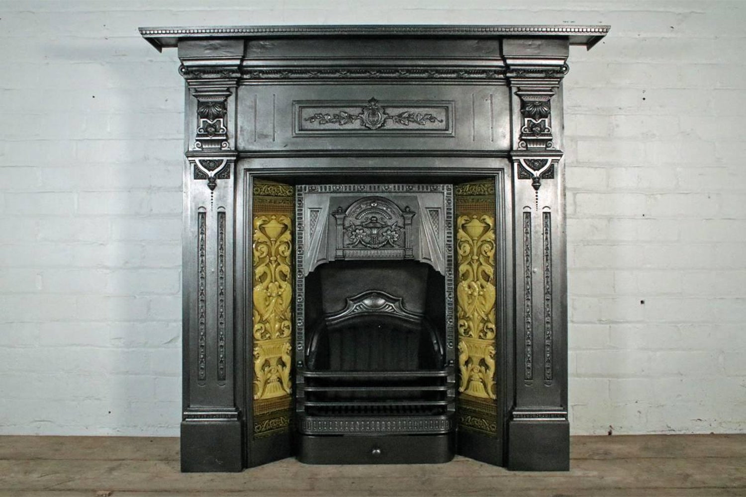 Antique Late Victorian Cast Iron bination Fireplace with 4 922 front master JPG