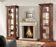 Antique White Fireplace Lovely Wood Display Lighted Corner Curio Cabinet with Glass Doors