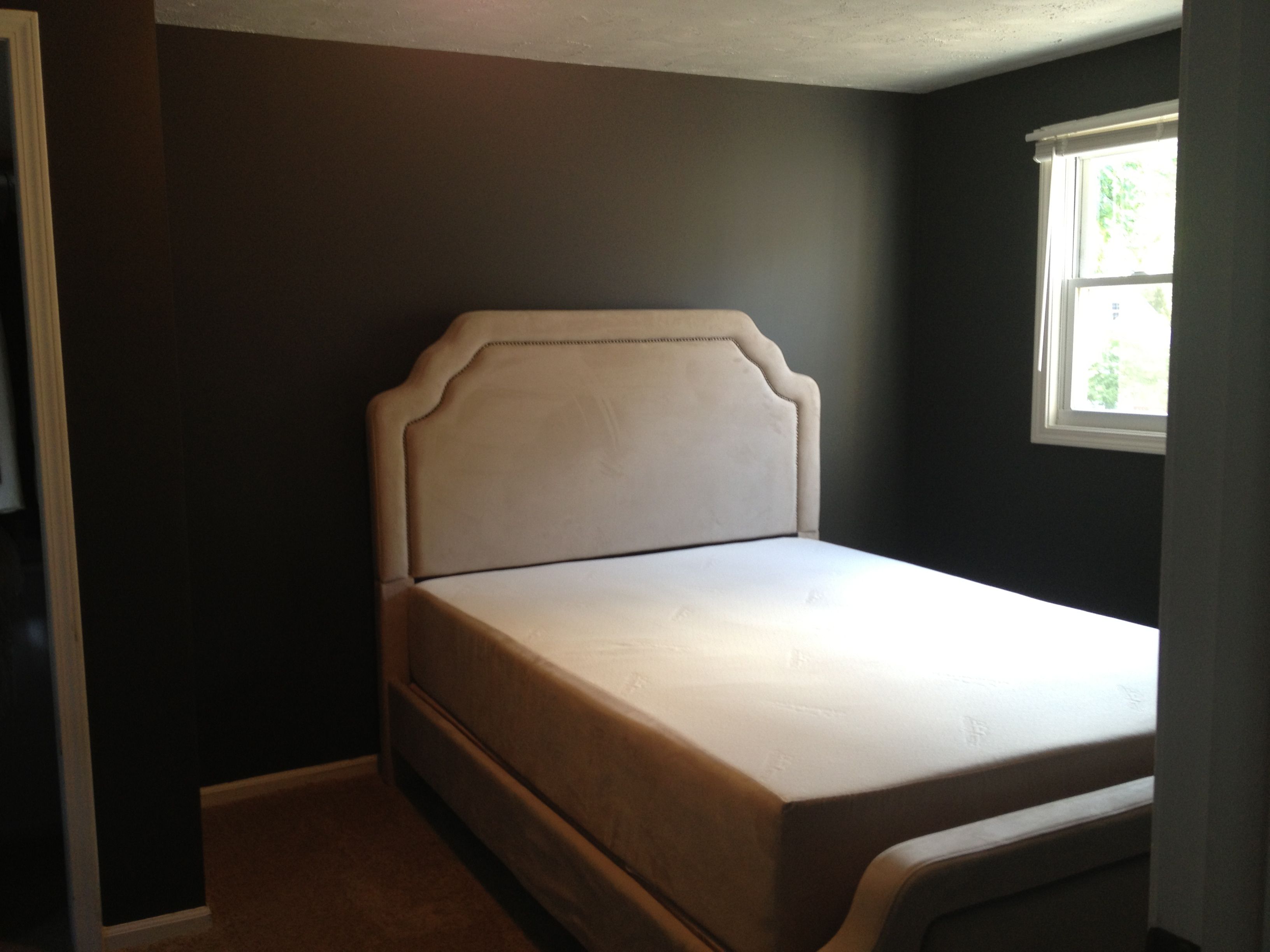 Paint is Valspar Muted Ebony Upholstered bed with pewter 0d eb8f f55cad3a2d8a551d