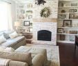 Awkward Living Room Layout with Corner Fireplace Lovely Built Ins Shiplap Whitewash Brick Fireplace Bookshelf
