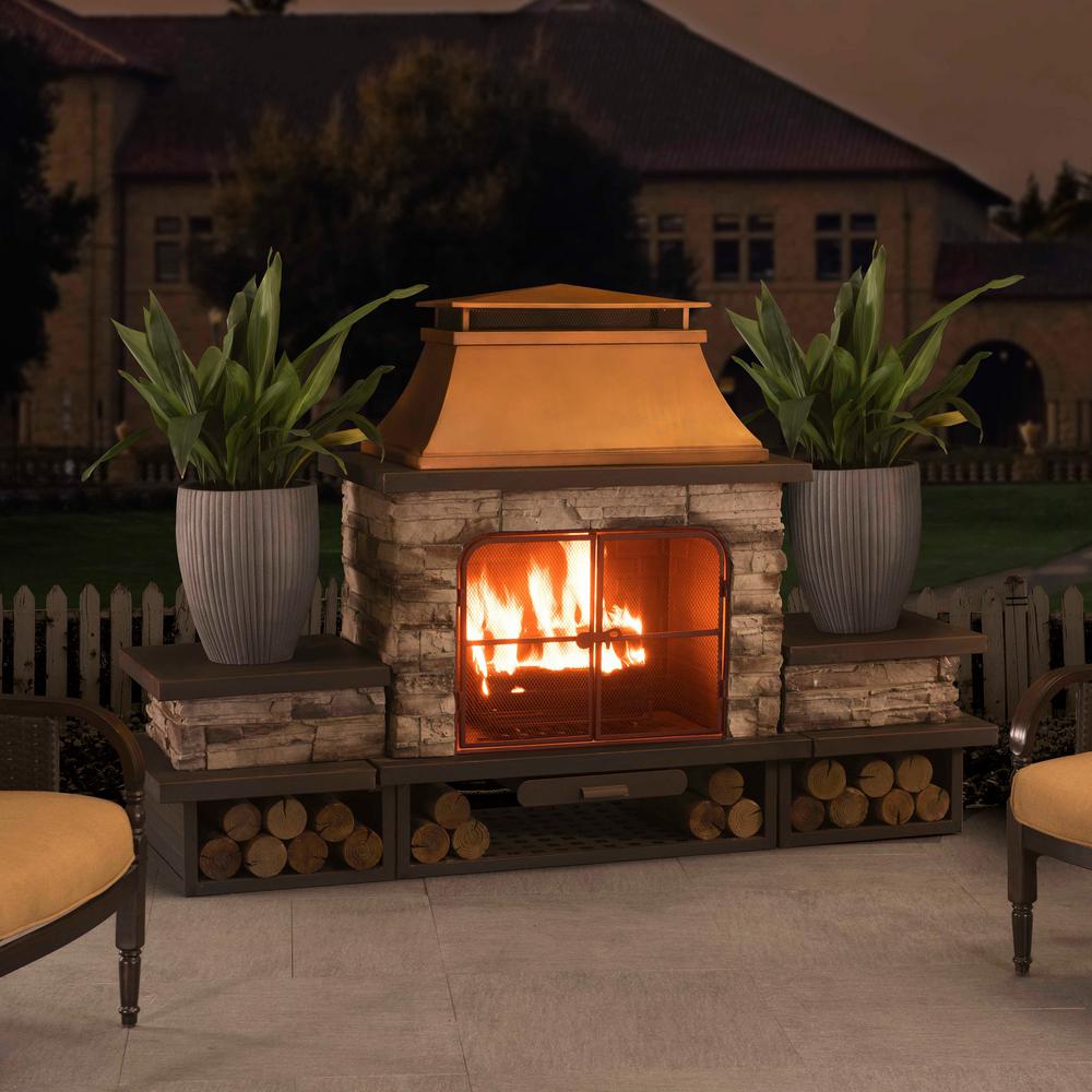 Back to Back Indoor Outdoor Fireplace Lovely Sunjoy Bel Aire 51 97 In Wood Burning Outdoor Fireplace