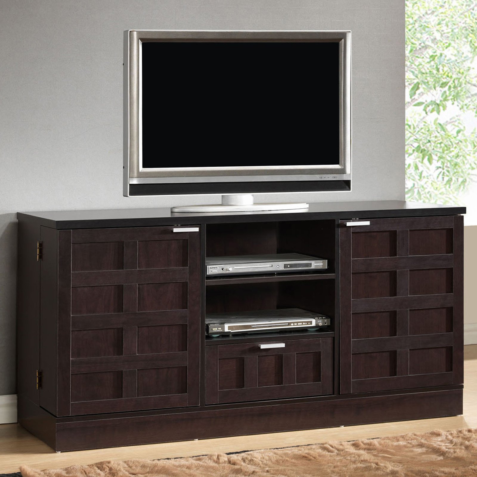 Barn Door Entertainment Center with Fireplace Beautiful tosato Modern Tv Stand and Media Cabinet Brown – Baxton