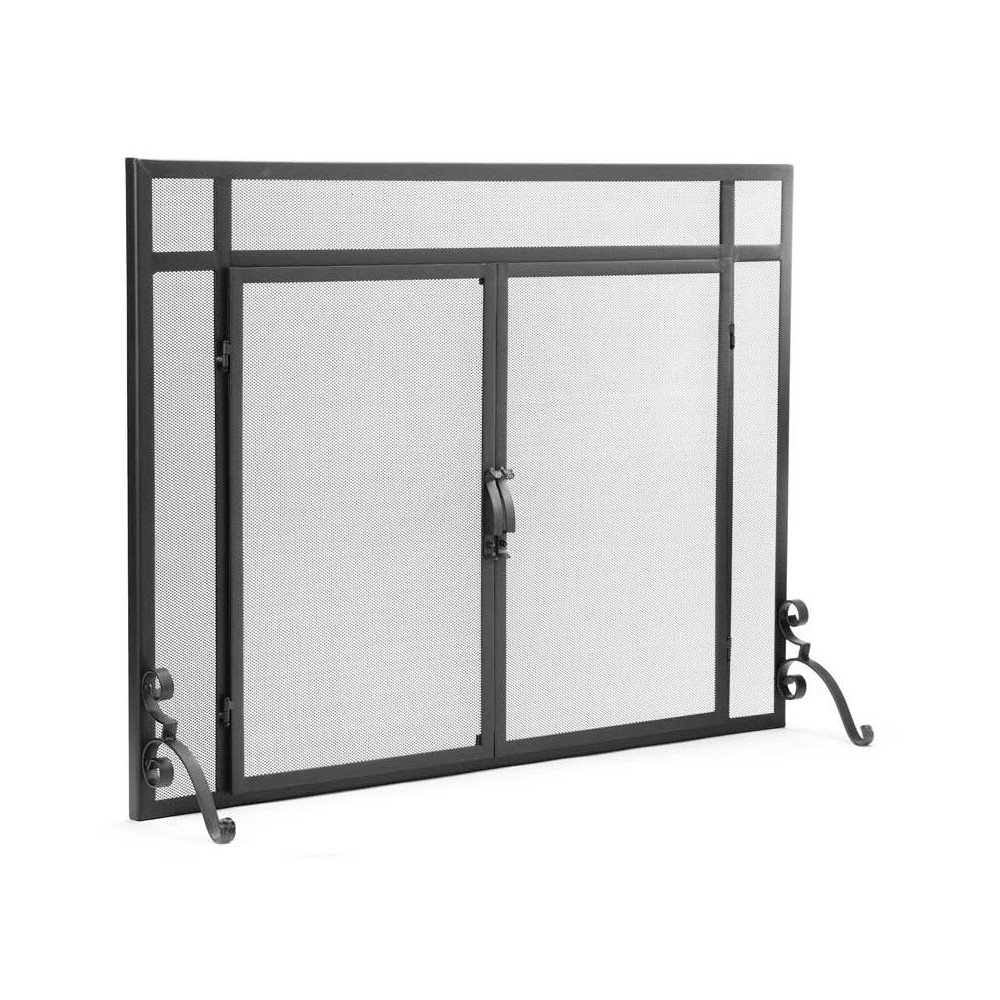 Barn Door Fireplace Screen Luxury 2 Door Steel Flat Guard Fireplace Fire Screen Black Plow