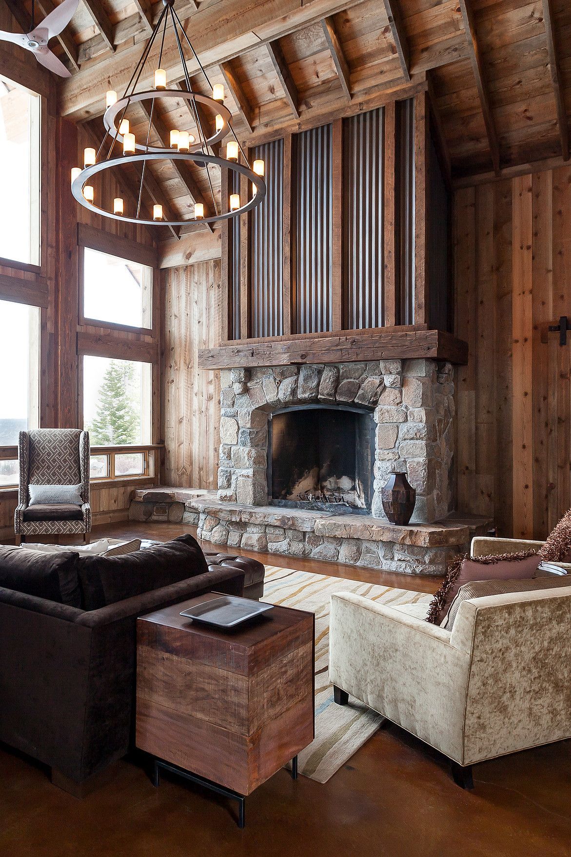 Basement Fireplace Ideas Elegant Woodland Cabin Nestle In Luxury