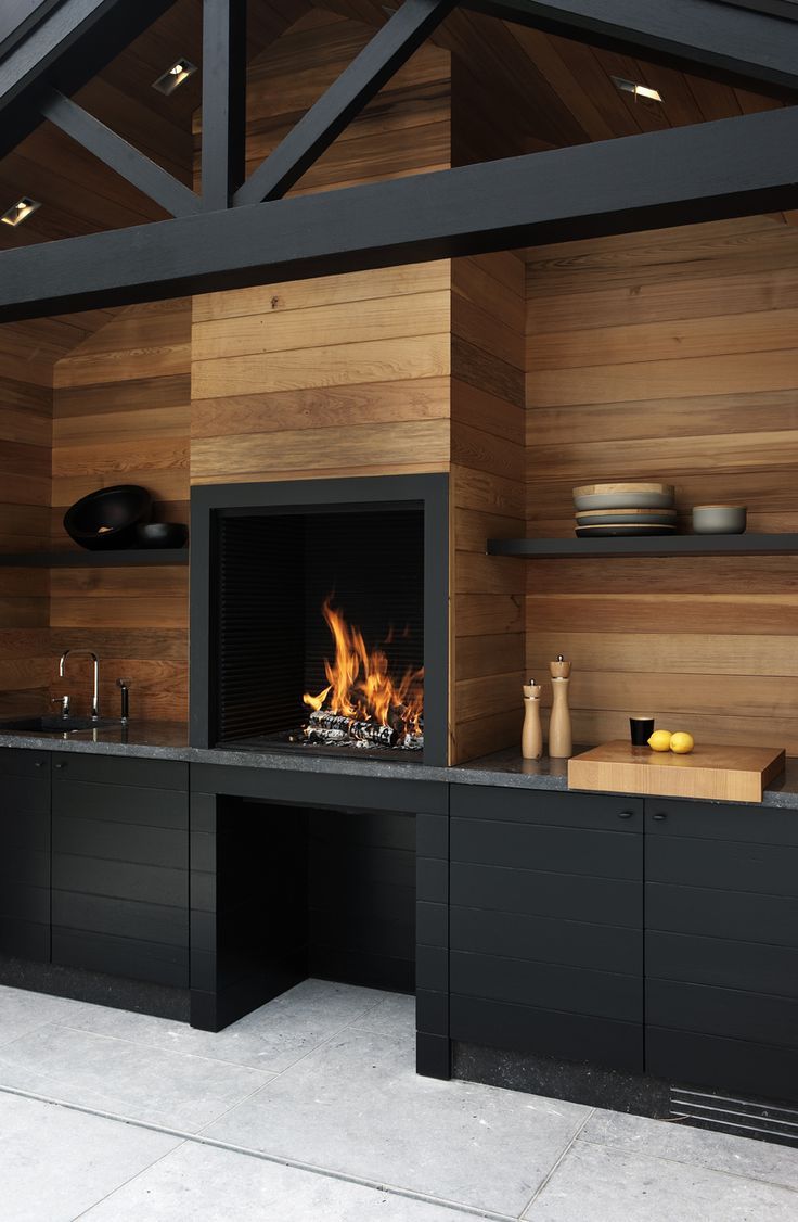 Bbq Fireplace Unique 53 Stylish Black Kitchen Designs Exterior