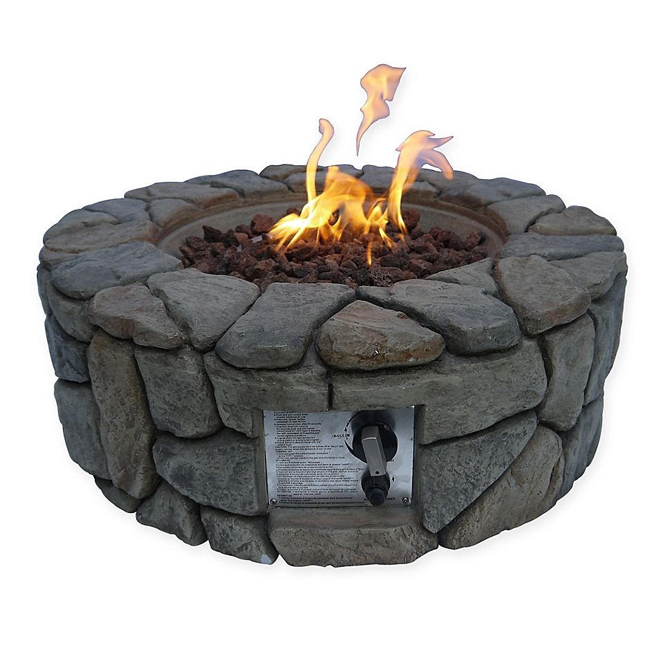 Bed Bath and Beyond Fireplace Awesome Round Propane Fire Pit In Dark Grey Faux Stone