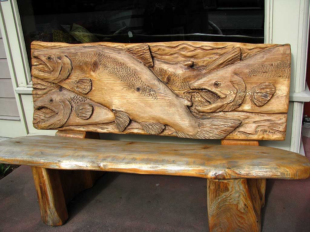Carved Salmon Bench In front of Artist s Co op Langley 0df93a0acbc4ba93f324b9c3dc5aff68