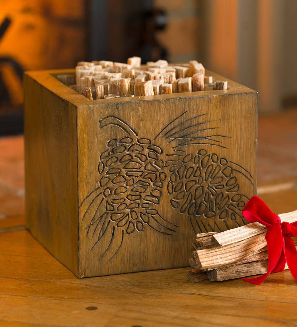 Wooden Pine Cone Hearth Box w 5 lbs Fatwood f3316deb643f78ccdf55beb cdaa