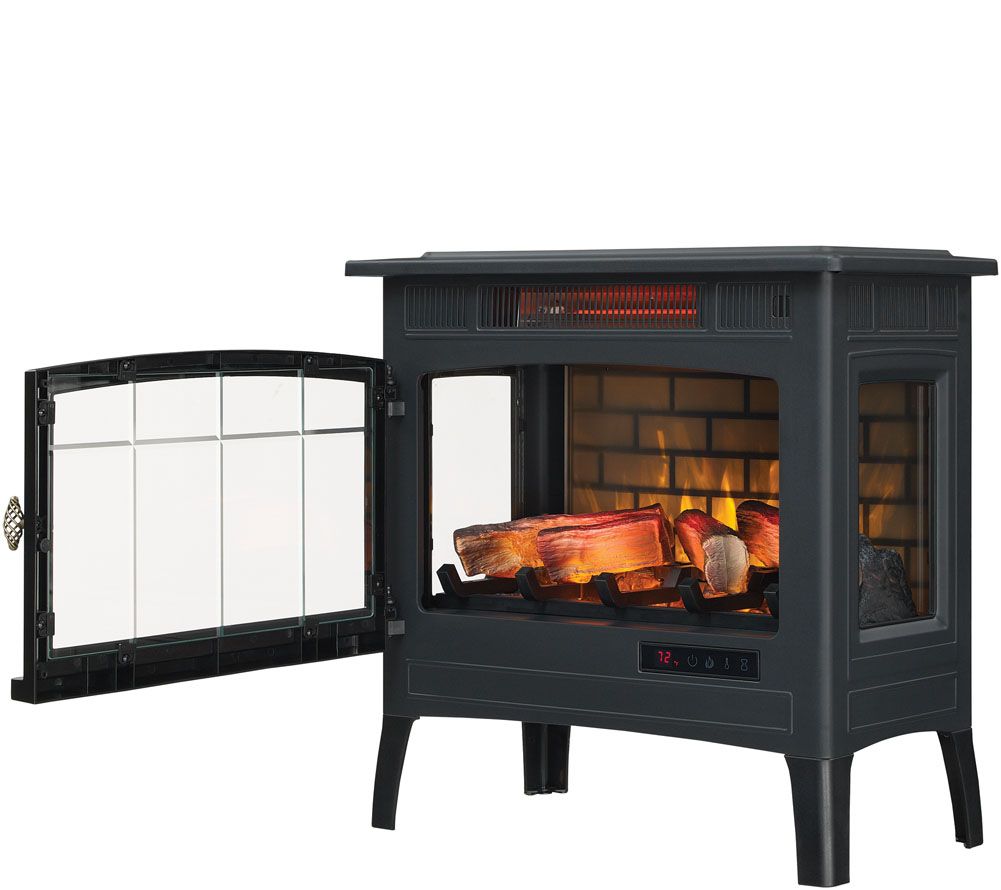 Beveled Glass Fireplace Screen Beautiful Duraflame Infrared Quartz Stove Heater with 3d Flame Effect & Remote — Qvc