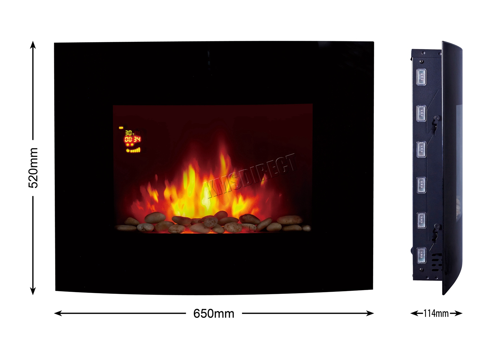 Beveled Glass Fireplace Screen Fresh Details About Wall Mounted Electric Fireplace Glass Heater Fire Remote Control Led Backlit New