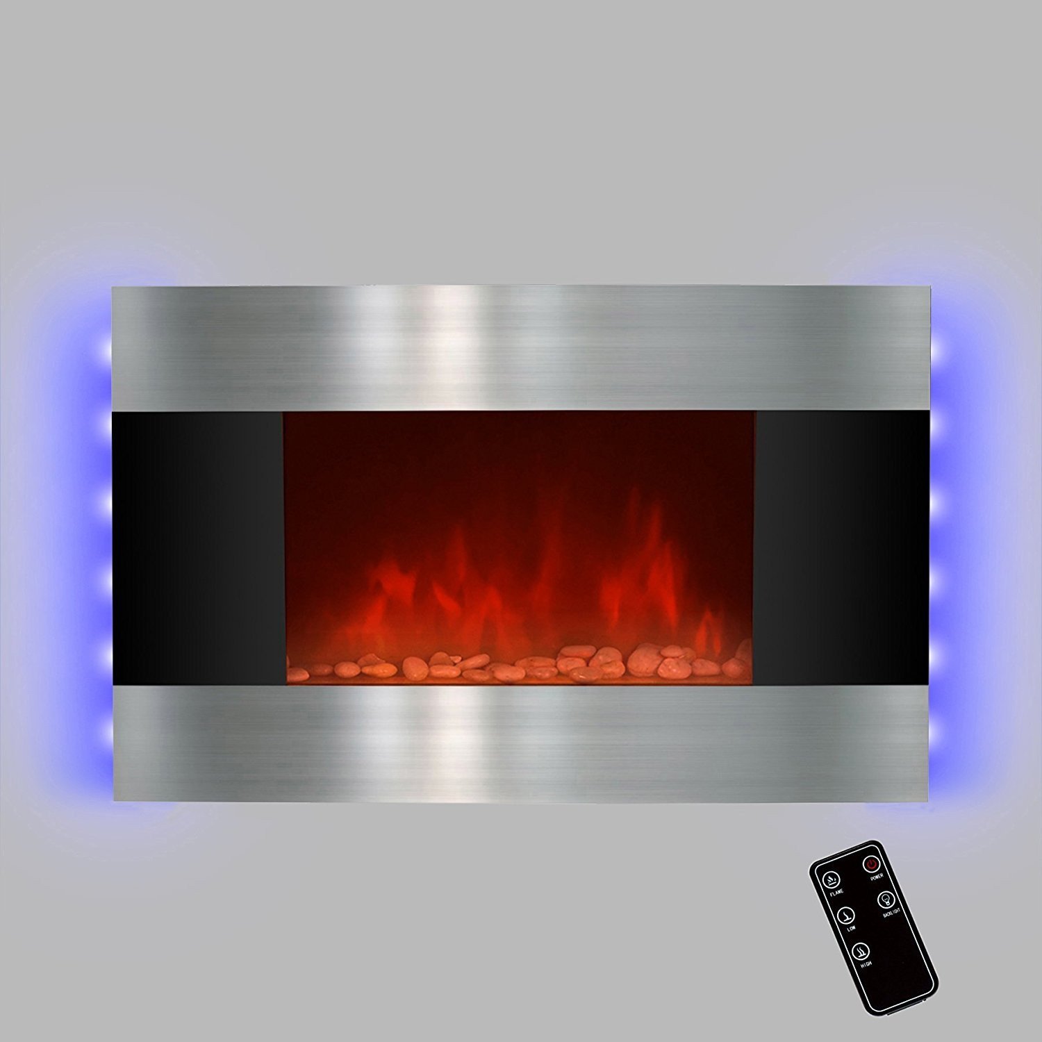 Bio Ethanol Fireplace Wall Mounted Awesome Led Backlit 36" Stainless Steel Wall Mount Heater Fireplace