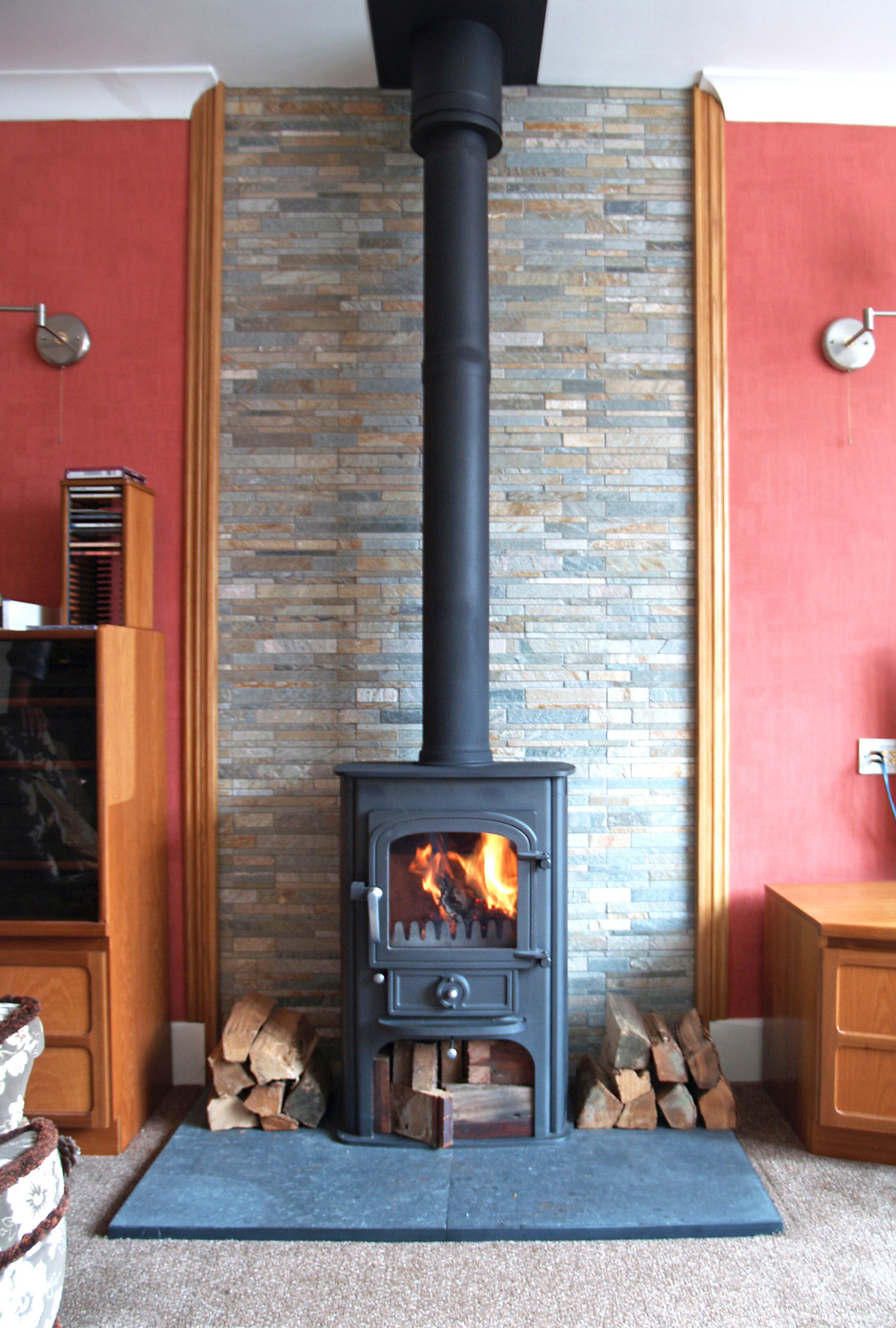 Birchwood Fireplace Lovely Clearview solution 400 Multi Fuel Stove with Welsh Slate