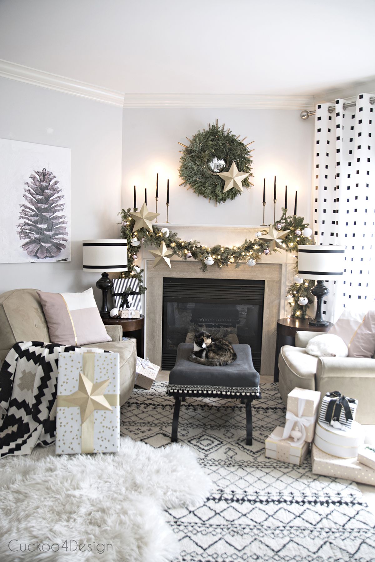 Black and White Fireplace Elegant Better Homes and Gardens Christmas Ideas Home tour