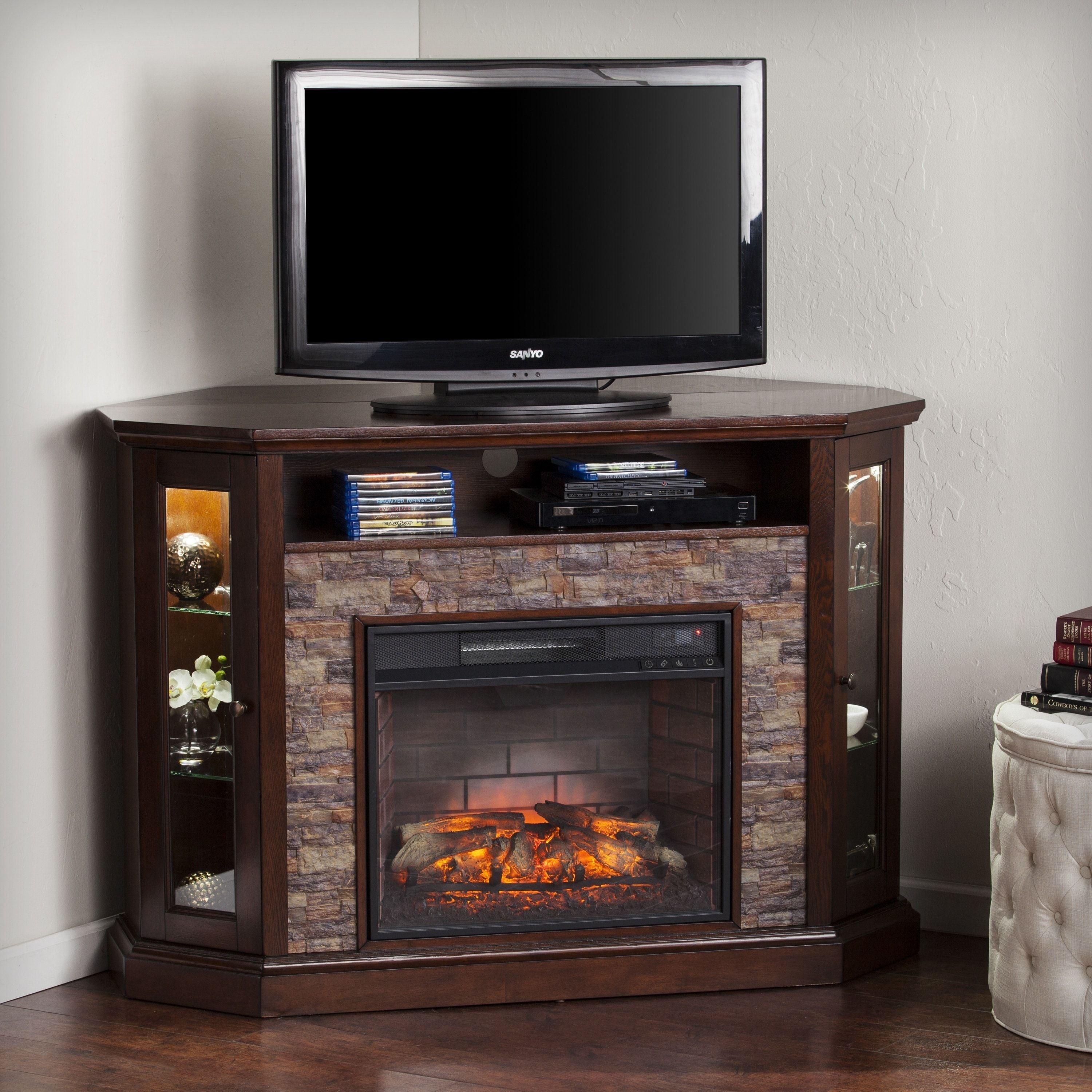 Black Corner Electric Fireplace Fresh Harper Blvd Ratner Faux Stone Corner Convertible Infrared