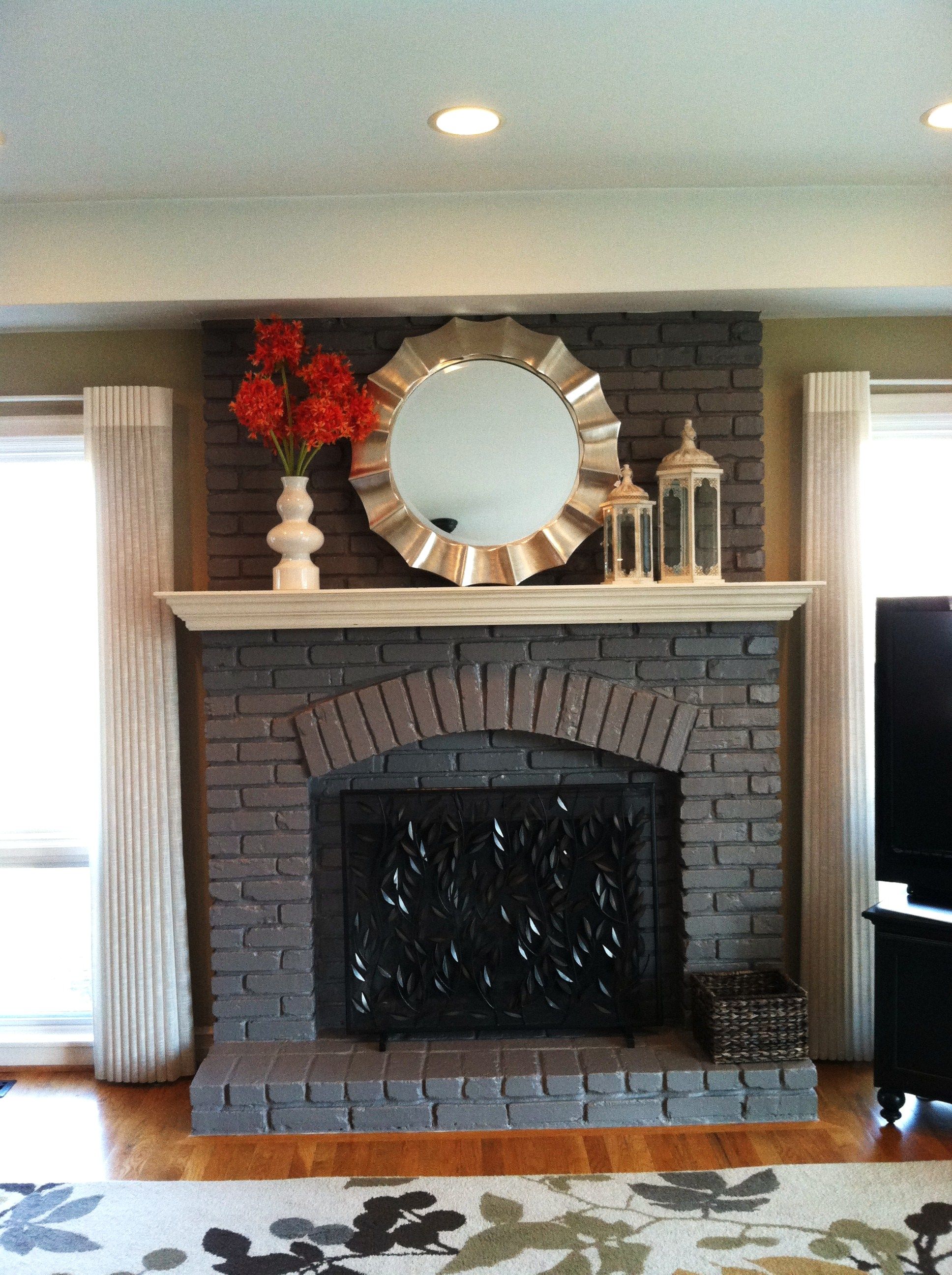 Black Painted Brick Fireplace New Painted Fireplace Not White It Looks Good