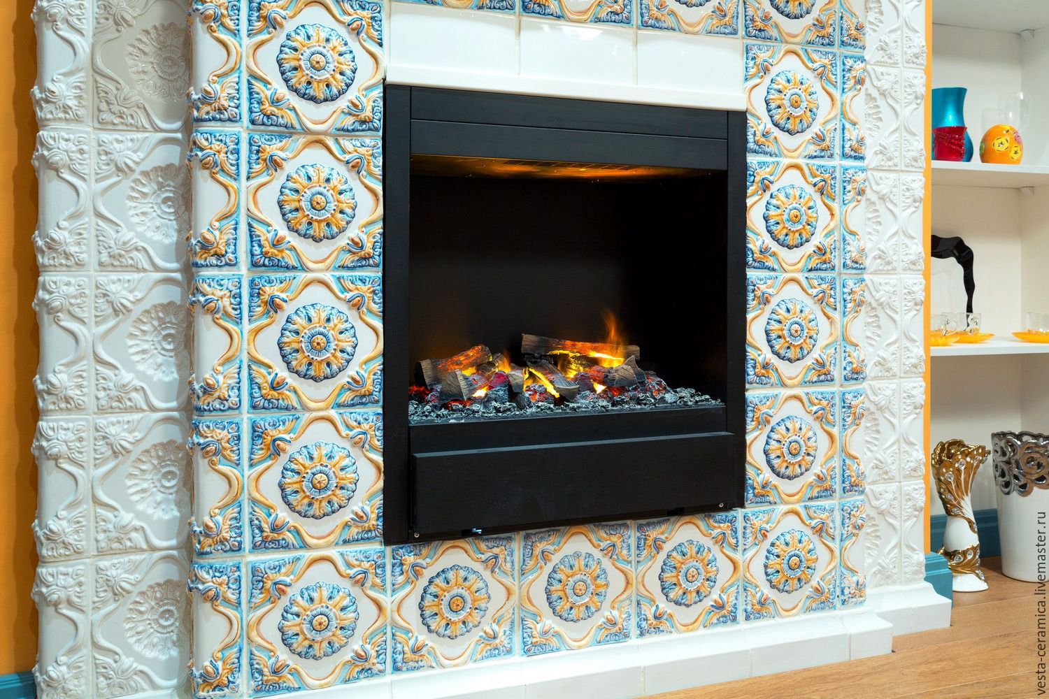 Blue Fireplace Inspirational Tiled Fireplace