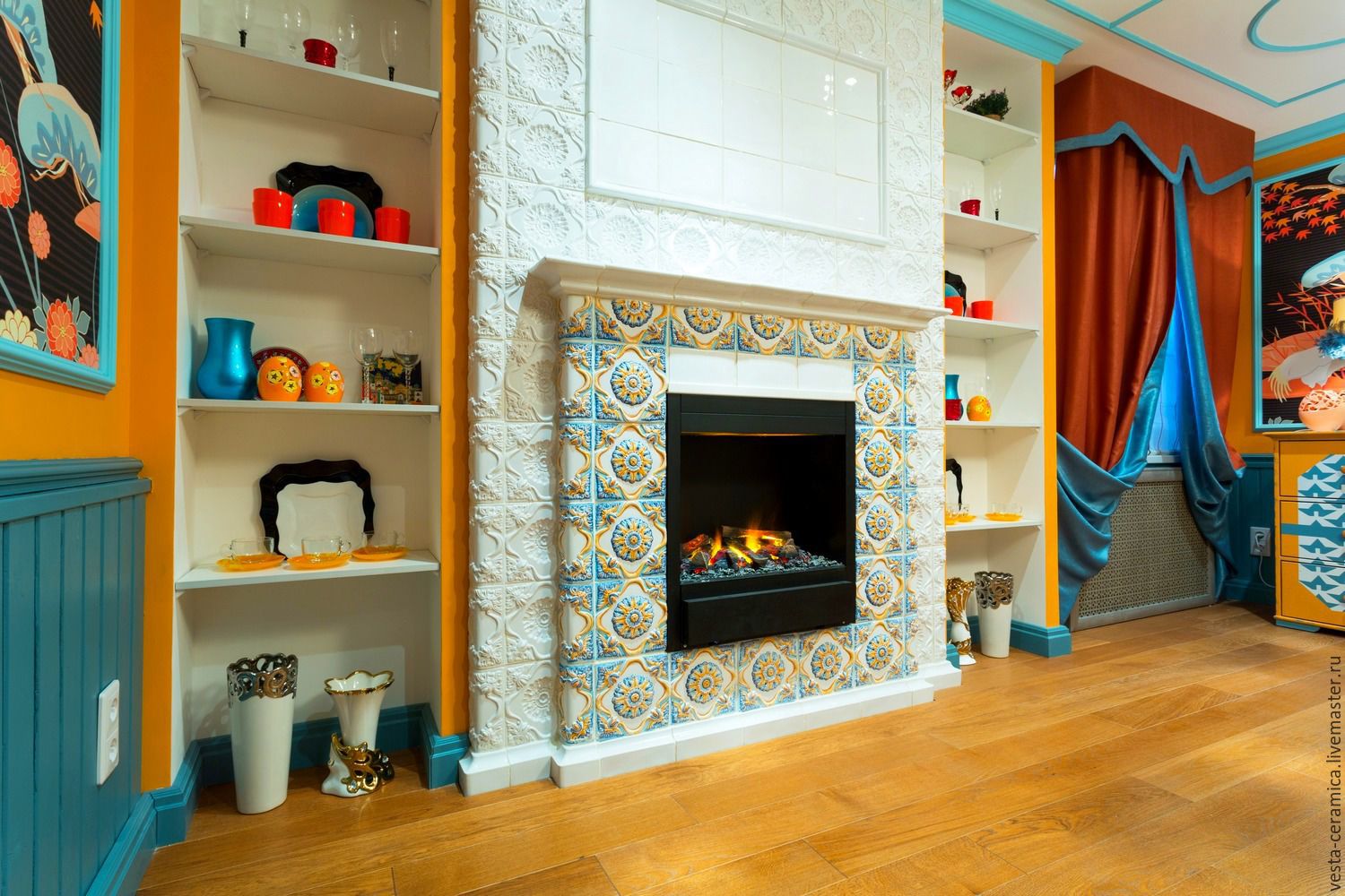 Blue Fireplace Tile Luxury Tiled Fireplace