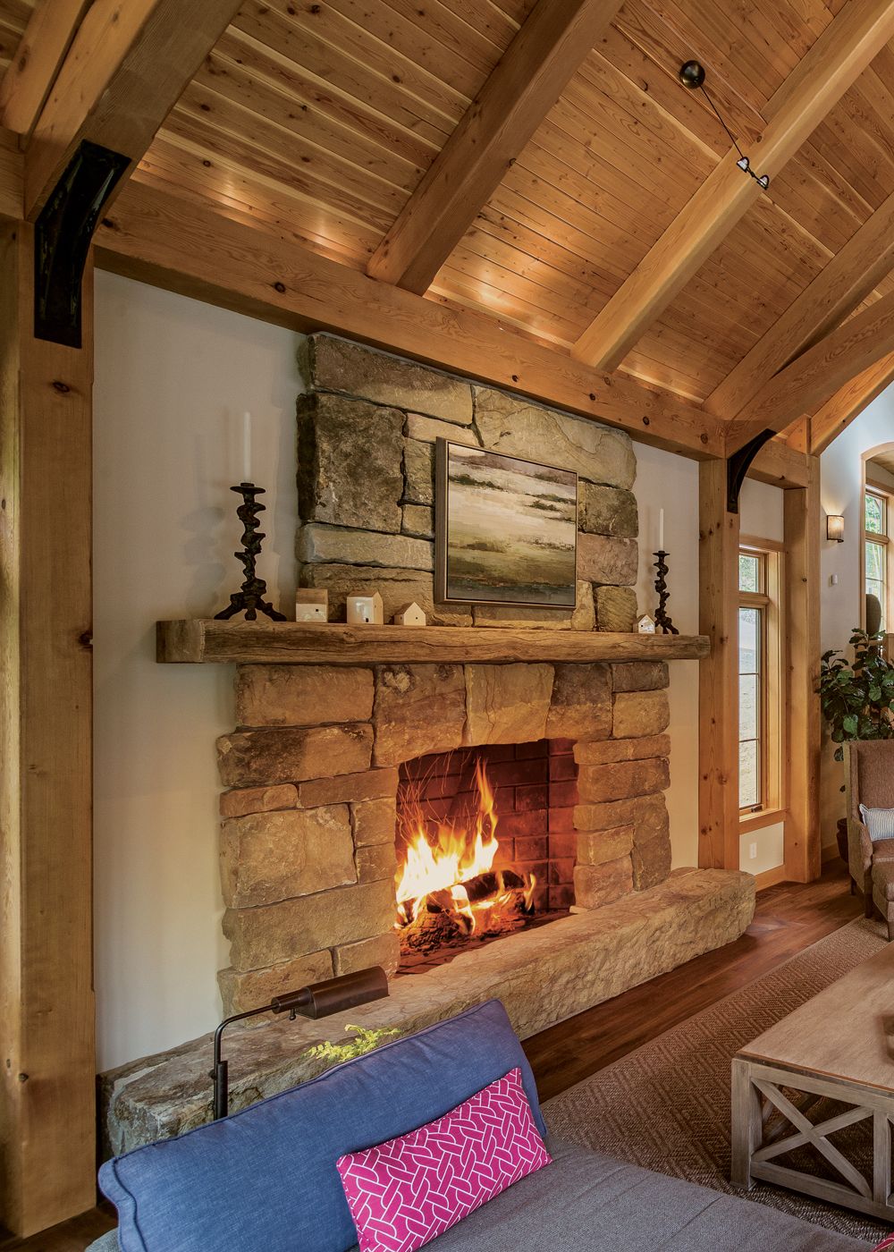 Board and Batten Fireplace New E Family Builds A Relaxing New York Timber Frame Retreat