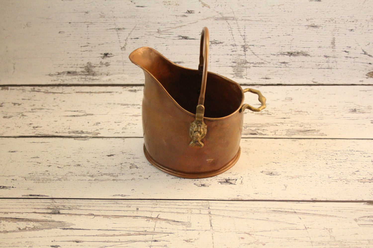 Brass Fireplace Elegant Vintage solid Copper Fireplace Coal Bucket Scuttle Holder
