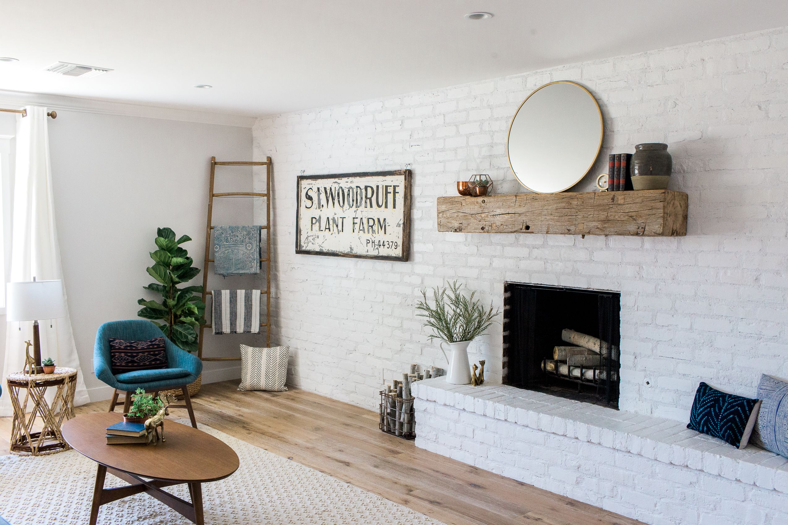 Brick Fireplace with White Mantle Beautiful Family Room Accent Wall with White Painted Brick Wall and