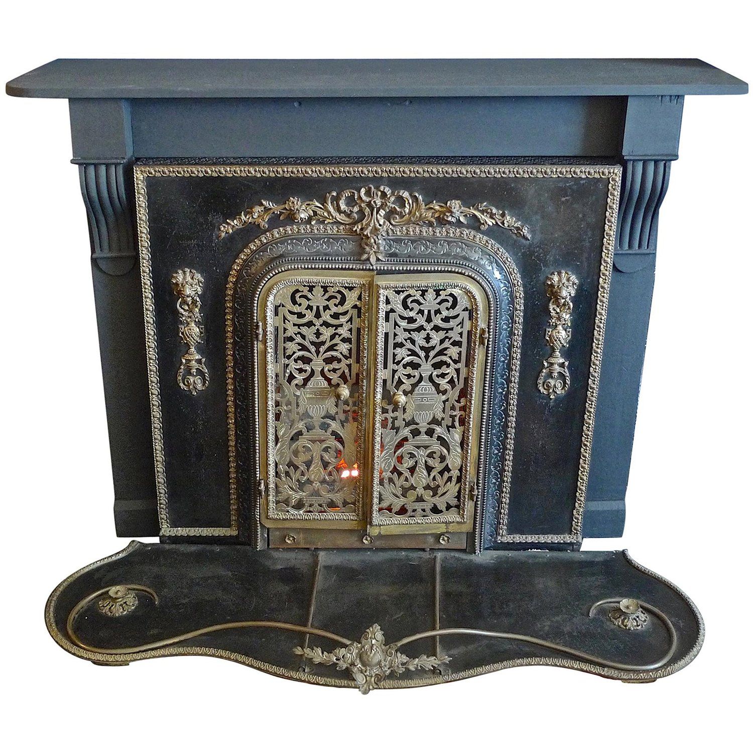 Bronze Fireplace Doors Inspirational American 1960s Metal Bronze and Wood Faux Electric Fire