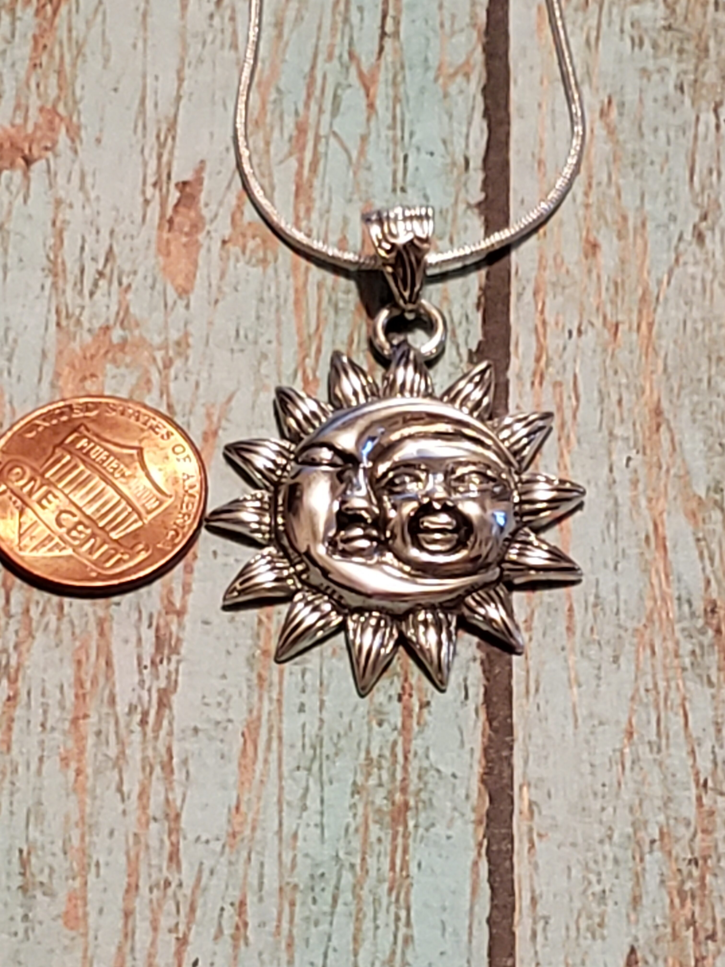 Bronze Fireplace Screen Awesome Sterling Silver Sun and Moon Pendant with Italian Snake Chain Caas Collectibles